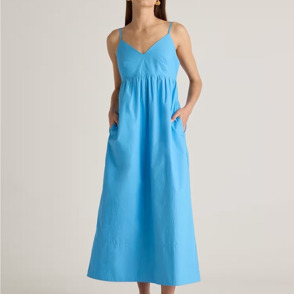 Quince Cotton Sleeveless Maxi Dress - Cornflower Blue, size large